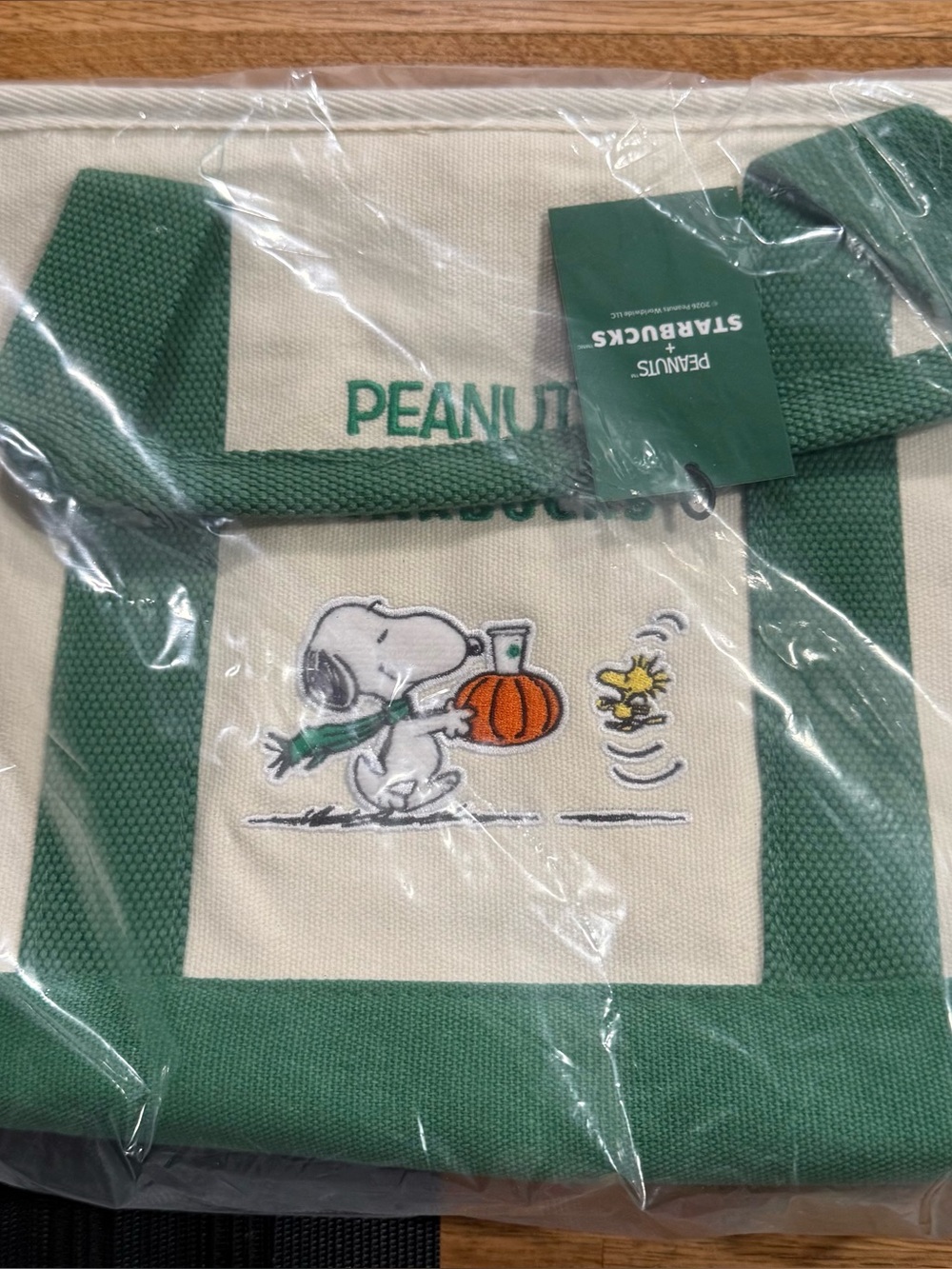 Green Snoopy Canvas Tote Bag